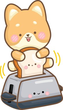 Tost makineli şirin köpek.