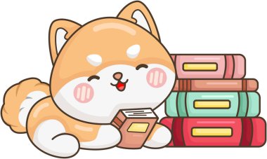 Kitap Yığını Olan Şirin Köpek