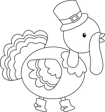 Siyah beyaz bir Şükran Günü hindisinin vektörü. 