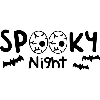 Siyah ve beyaz renkli ürkütücü bir gece metninin vektörü