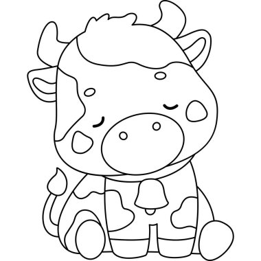 Siyah beyaz renkli şirin bir ineğin vektörü.