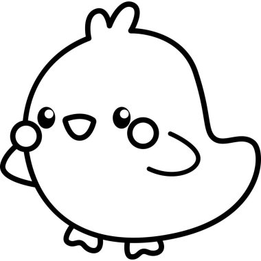 Siyah beyaz renkli şirin bir pilicin vektörü.