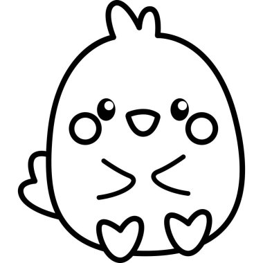 Siyah beyaz renkli şirin bir pilicin vektörü.