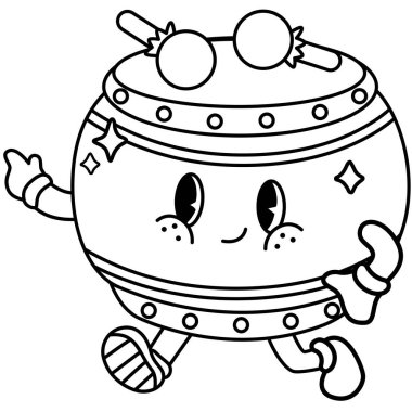 Siyah ve beyaz renkli şirin bir Çin varilinin vektörü