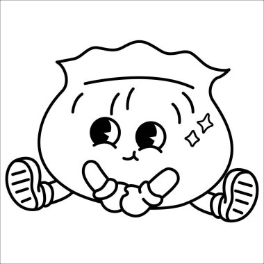 Siyah ve beyaz renkli tatlı bir hamur köftesinin vektörü 