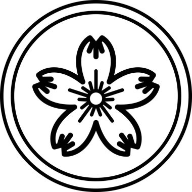 Siyah ve beyaz renkli bir sakura çiçeğinin vektörü