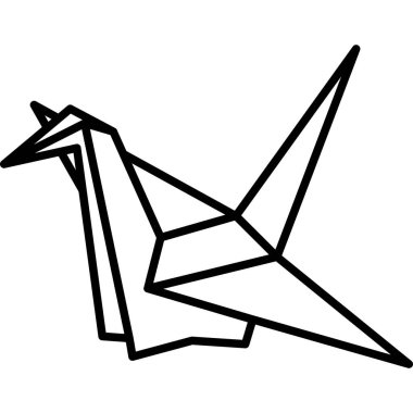 Siyah beyaz renkli bir vektör ya da kağıt vinç