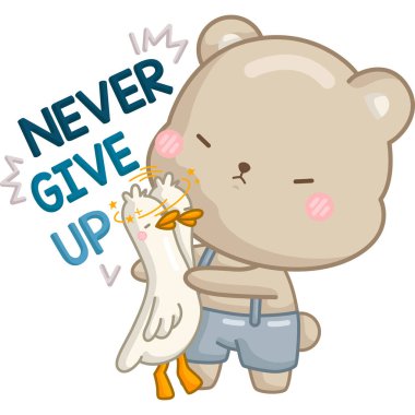 Motivasyon kaynaklı alıntıları olan sevimli bir ayının vektörü