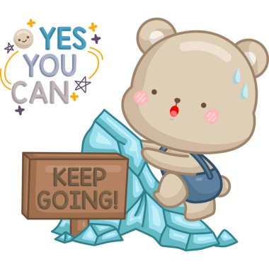 Motivasyon kaynaklı alıntıları olan sevimli bir ayının vektörü