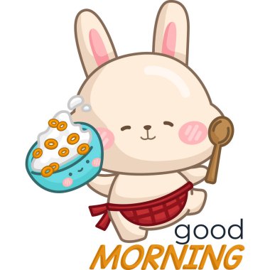 Mısır gevreği kaseli bir tavşan vektörü