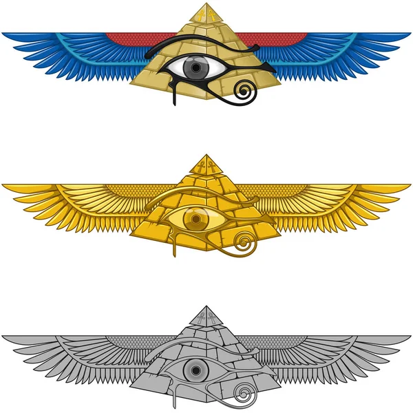 Φτερωτή Πυραμίδα Διανυσματική Σχεδίαση Μάτι Του Ώρου Αρχαία Αιγυπτιακή Πυραμίδα — Διανυσματικό Αρχείο