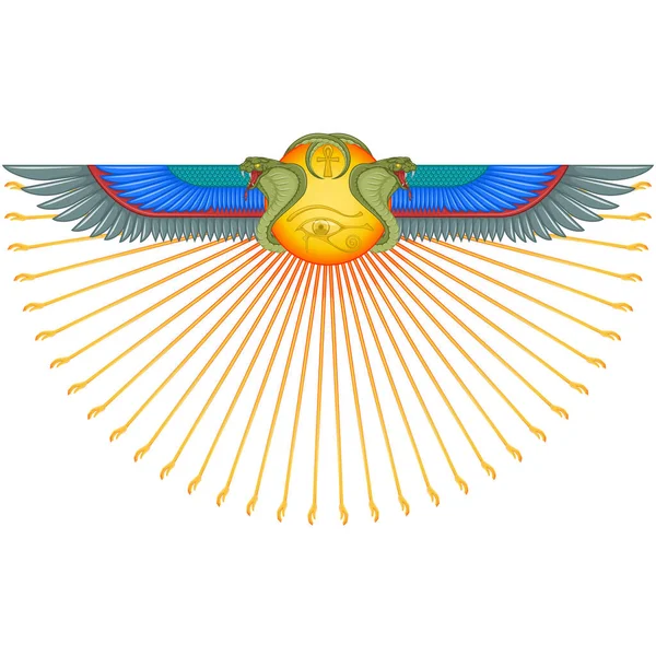 Vektordesign Der Geflügelten Sonne Mit Kobras Symbol Des Alten Ägyptens — Stockvektor