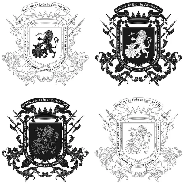 カラカス市の紋章ベネズエラ サンティアゴ カラカスの紋章はスペイン王フィリップによって与えられた — ストックベクタ