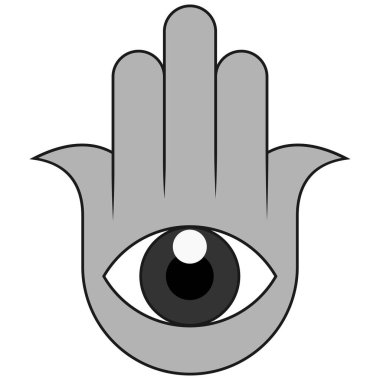 Hamsa koruma sembolü vektör tasarımı, fatima sembolü, Tanrı 'nın gözüyle Jamsa' nın çizimi