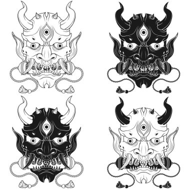 Vektör illüstrasyonu Hannya Kabuki maskesi, Japon Oni İblisi