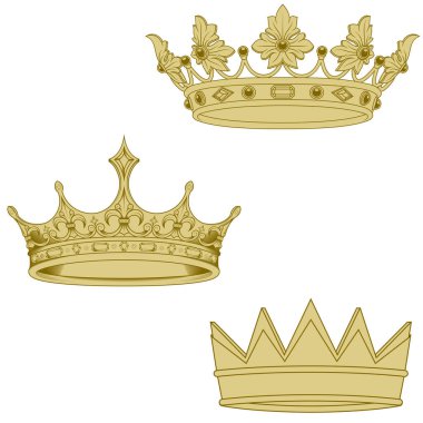 Vector design of golden crown in medieval style, crown of the European monarchy