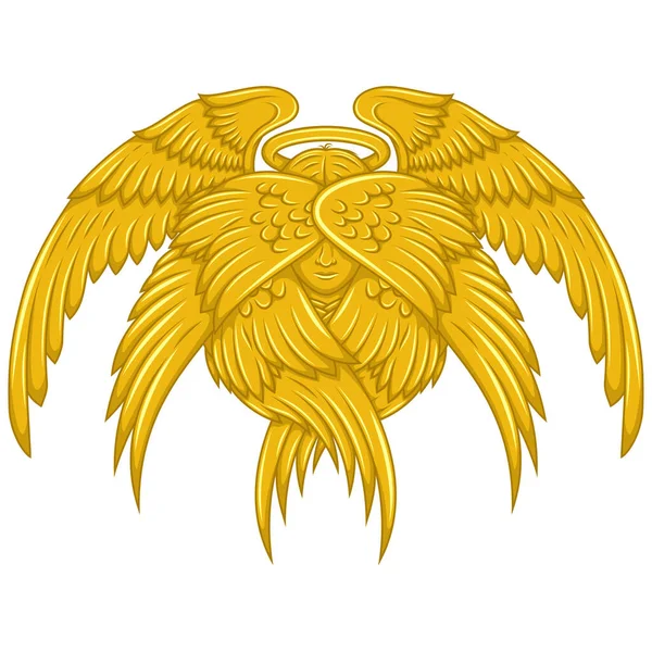 Vector Design Seraph Six Wings Angelic Face Catholic Religion Archangel — Stockvektor