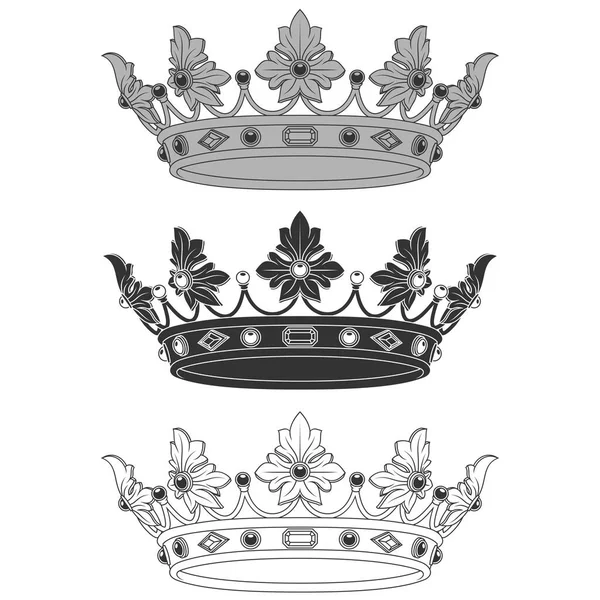 Projekt Wektorowy Złotej Korony Stylu Średniowiecznym Korona Monarchii Europejskiej — Wektor stockowy
