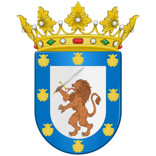 サンティアゴ チリの首都の紋章のベクトルデザイン サンチアゴの盾ライオンが剣を握っている — ストックベクタ