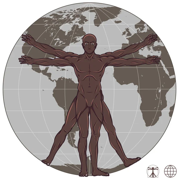 Векторний Дизайн Вітрувіанської Людини Леонардо Вінчі Дослідження Ідеальних Пропорцій Людського — стоковий вектор
