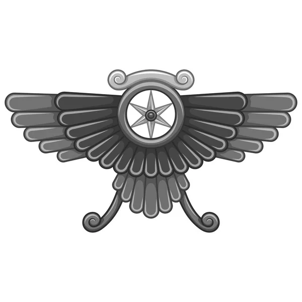 Vector Design Faravahar Symbol Winged Solar Disk Zoroastrian Religion Symbol — Stock Vector
