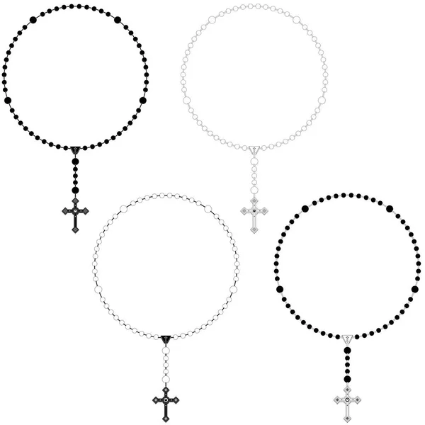 Conception Vectorielle Chapelet Avec Croix Chrétienne Symbole Religion Catholique Chapelet — Image vectorielle