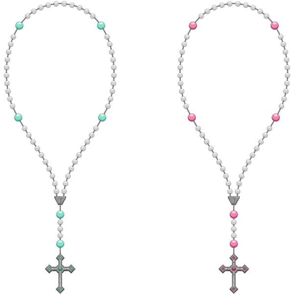 基督教十字架念珠的矢量设计 天主教的象征 — 图库矢量图片