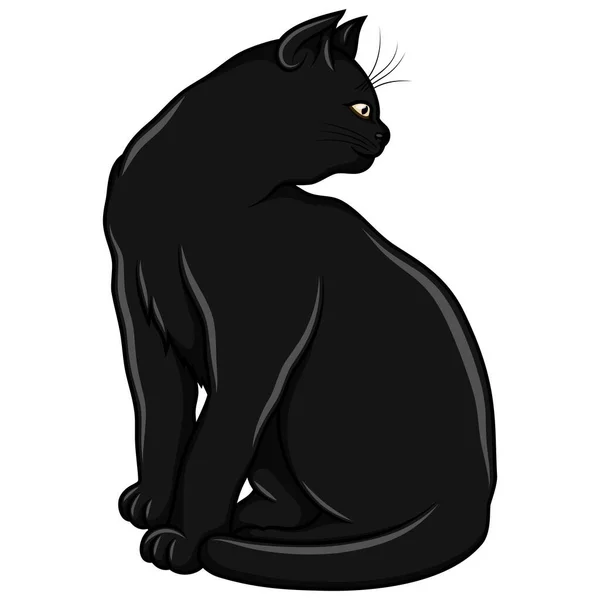 Schwarze Katze Vektor Design Schwarze Katze Cartoon Stil Hexen Maskottchen — Stockvektor