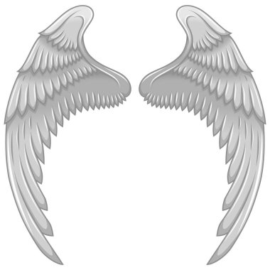Melek kanatlarının vektör tasarımı, dekorasyon için kuş kanatları