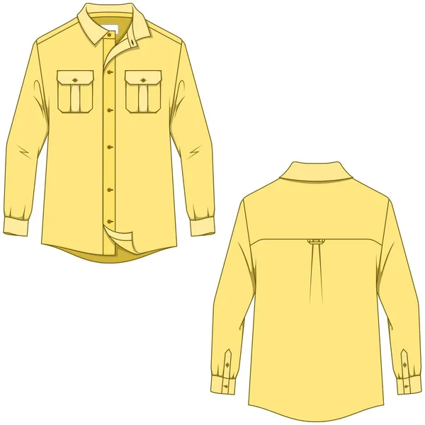 前背长袖衬衫造型矢量设计 — 图库矢量图片