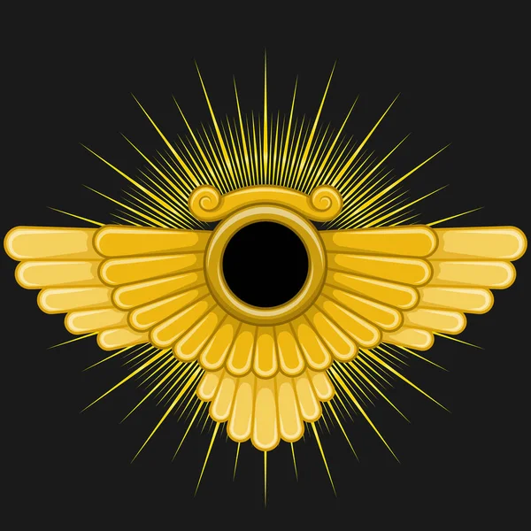 Векторный Дизайн Символа Фаравахара Крылатый Солнечный Диск Символ Зороастрийской Религии — стоковый вектор