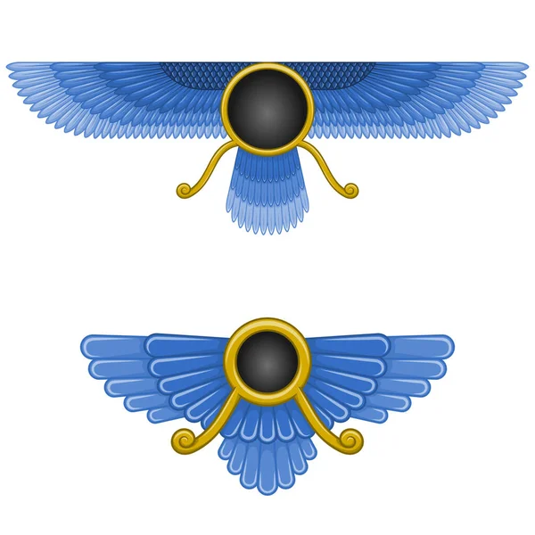 Faravahar Sembolünün Vektör Tasarımı Kanatlı Güneş Diski Zoroastrian Din Sembolü — Stok Vektör