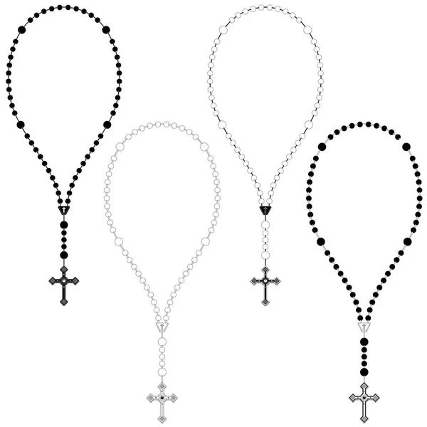 Conception Vectorielle Chapelet Avec Croix Chrétienne Symbole Religion Catholique — Image vectorielle