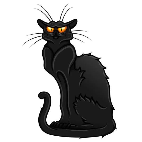 Black Cat Vector Design Black Cat Cartoon Style Witch Mascot — Stock Vector