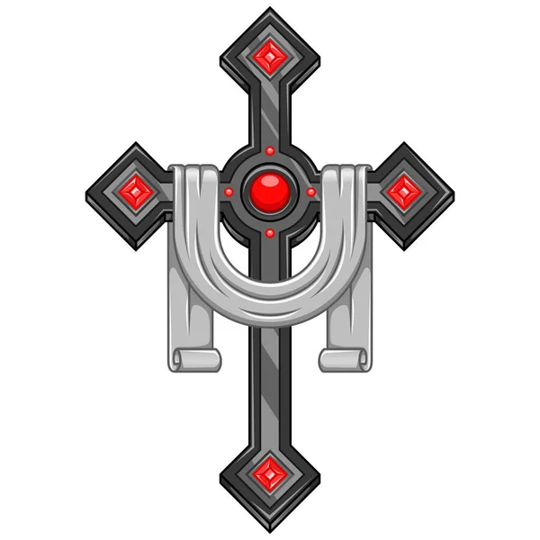 Disegno Vettoriale Croce Cristiana Con Nastro Simbolo Della Religione Cattolica — Vettoriale Stock