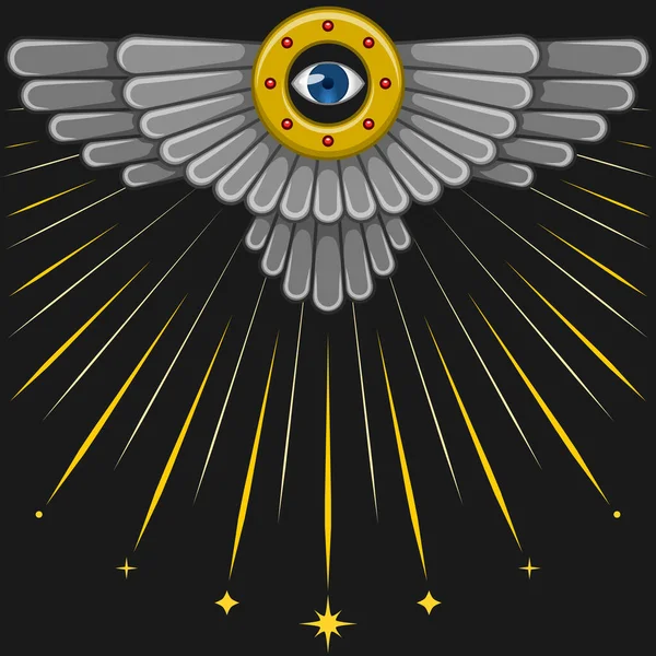 Projeto Vetorial Símbolo Faravahar Disco Solar Alado Símbolo Religião Zoroastriana —  Vetores de Stock