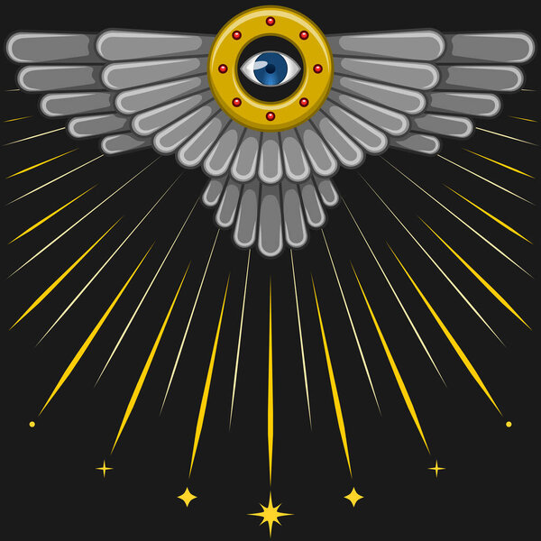 Векторный дизайн символа Фаравахара, крылатый солнечный диск, символ зороастрийской религии