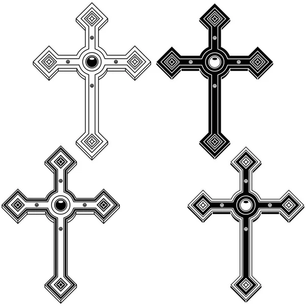 Conception Vectorielle Croix Chrétienne Avec Diamant Symbole Religion Catholique — Image vectorielle