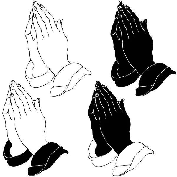 Vektorové Uspořádání Rukou Modlí Ruce Kněze Modlí Bohu — Stockový vektor