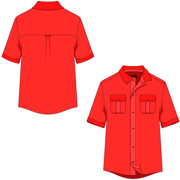 Kurzarm Herrenhemd Mockup Vector Design Herrenbekleidung — Stockvektor