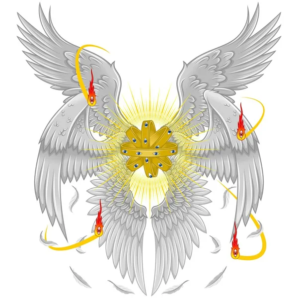 Zoroastrianism Religious Vector Design Faravahar Symbol Ahura Mazda Planet Earth — Stock Vector