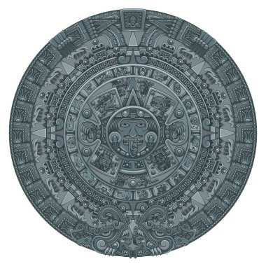Vector design of Aztec calendar, monolithic disk of the ancient Mexica, sun stone of the Aztec civilization clipart