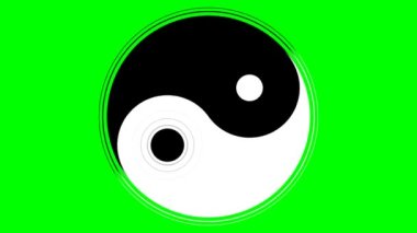 Yin Yang sembolünün dalgalı dairesel hareketi. Hareket grafikleri, arkaplanda yeşil ekran olan sonsuz döngü