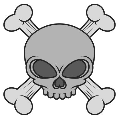 Çizgi film tarzında kafatası vektör tasarımı, Cadılar Bayramı için kemikli kafatası