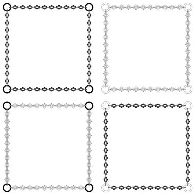 Vector design of photo frame with cutting chains, square shape dungeon style chain clipart