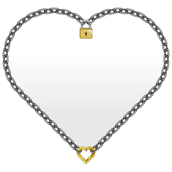 Vector Design Padlock Chains Heart Shape Frame Valentine Day Photos — Stock Vector