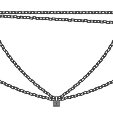 Asma kilit ve zincirli uyarı işaretinin vektör tasarımı