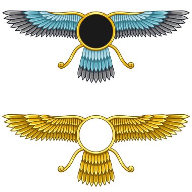 Vector design of Faravahar symbol, symbol of Zoroastrian religion, winged sun disk clipart