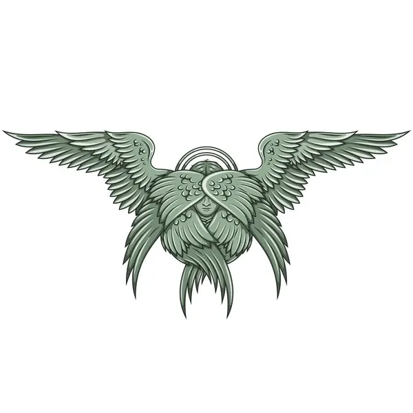 Altı kanatlı Seraph, Katolik dininin melek gibi yüzü, haleli ve tüylü başmelek.