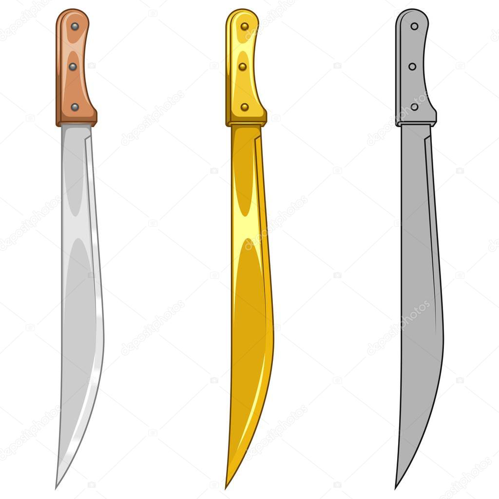 White weapon with metal blade, machete for agricultural work